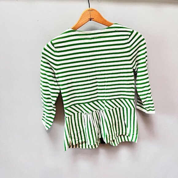 Anthropologie Moth Four Petals Bow Green & White Striped Zip-Up‎ Cardigan S - Picture 5 of 5
